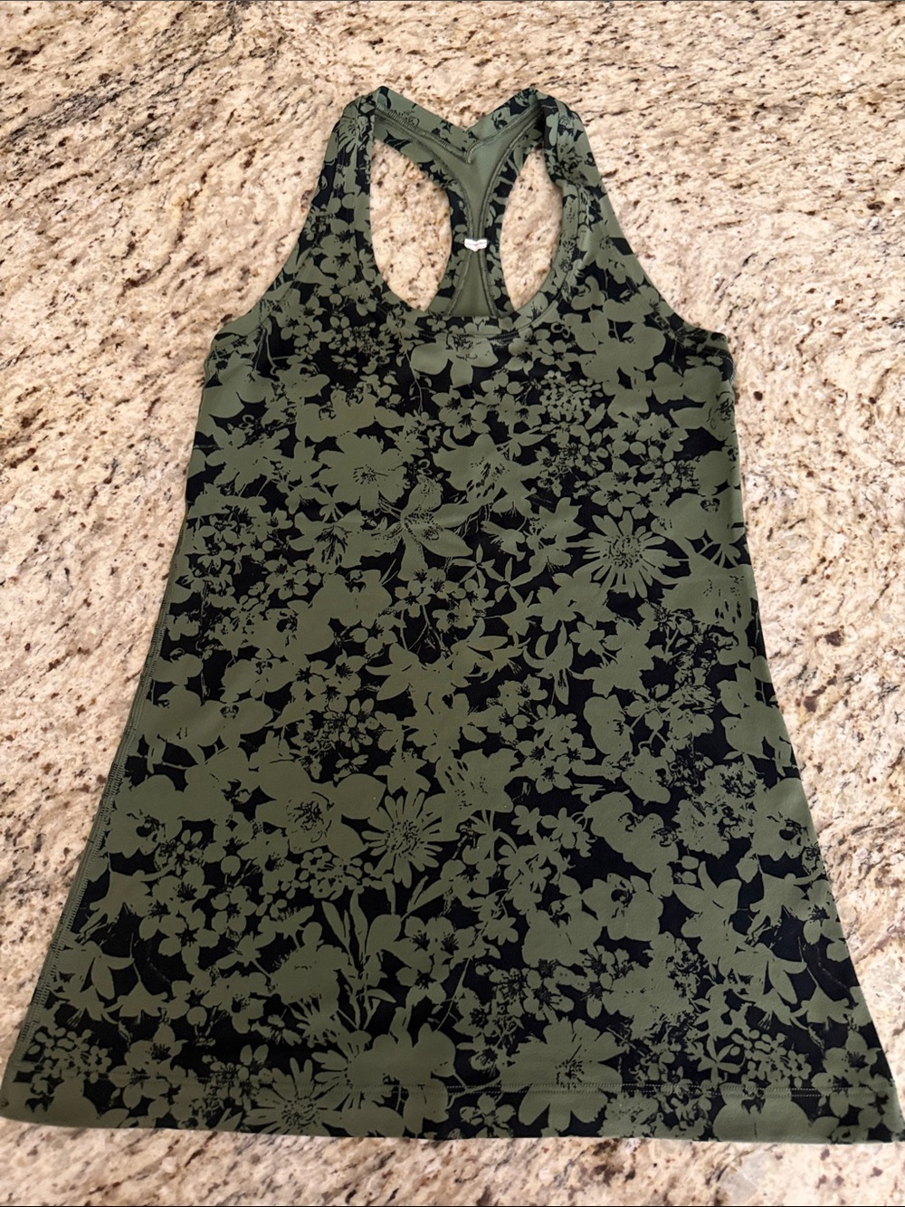 lululemon athletica Cool Racerback ll Barracks Green and Black Floral  6